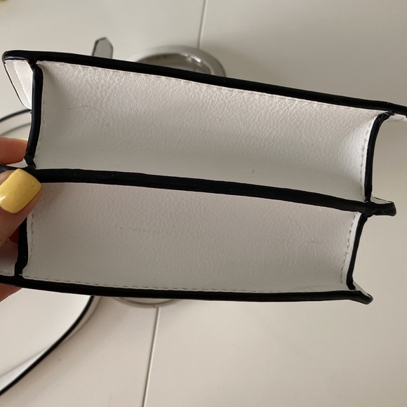 Zara mini tote white leather metallic handles crossbody bag - Picture 7 of 9